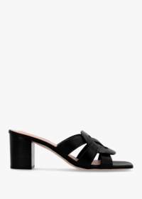 COACH Nikki Black Leather Block Heel Mules Size: 8, Colour: Black Leat