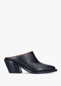 COACH Paloma Black Leather Western Block Heel Backless Mules Size: 6,