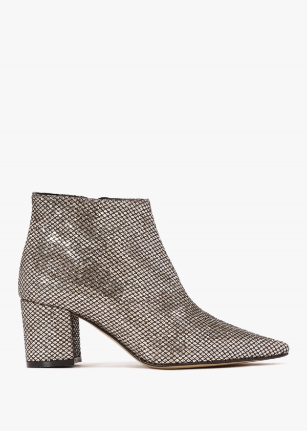 DANIEL 30 Years Collection Alia Gold Metallic Glitter Block Heel Ankle