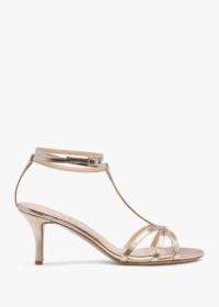 DANIEL Alina Gold Leather Strappy Kitten Heel Sandals Size: 40, Colour