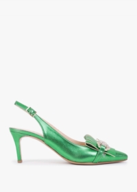 DANIEL Alunar Green Leather Sling Back Heels Size: 36, Colour: Green L