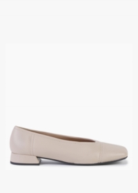 DANIEL Angled Beige Leather Square Toe Pumps Colour: Beige Leather, Si