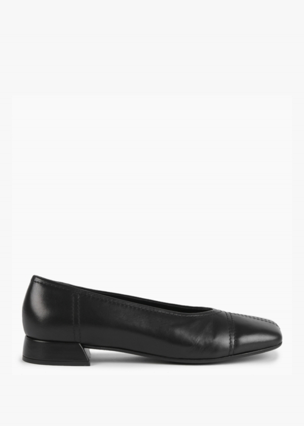 DANIEL Angled Black Leather Square Toe Pumps Colour: Black Leather