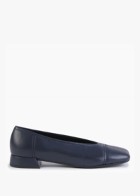 DANIEL Angled Navy Leather Square Toe Pumps Size: 39, Colour: Navy Lea