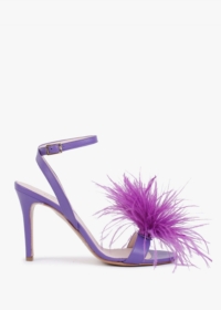 DANIEL Anost Purple Leather Ostrich Feather Heeled Sandals Size: 37, C