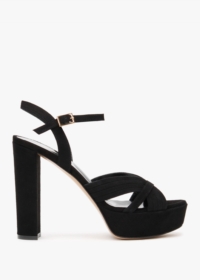 DANIEL Avery Black Suede Platform Heeled Sandals Size: 41, Colour: Bla