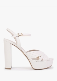 DANIEL Avery Cream Leather Platform Heeled Sandals Size: 41, Colour: C