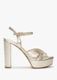 DANIEL Avery Gold Leather Platform Heeled Sandals Size: 41, Colour: Go