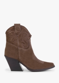 DANIEL Awesty Brown Suede Western Ankle Boots Size: 41, Colour: Taupe