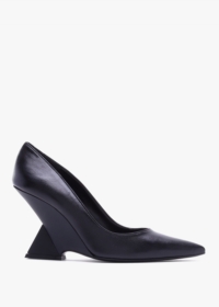 DANIEL Azack Black Leather Wedge Court Shoes Colour: Black Leather, Si