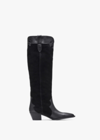 DANIEL Bandana Black Suede & Leather Western Knee Boots Colour: Black