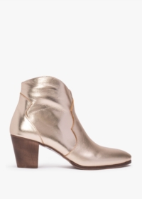 DANIEL Barara Gold Leather Western Ankle Boots Size: 41, Colour: Gold