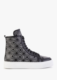 DANIEL Bimpani Black Leather Quilted High Top Trainers Colour: Black L