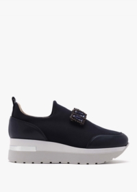 DANIEL Carnation Navy Jewelled Slip On Slab Trainers Size: 38, Colour: