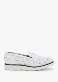 DANIEL Conlo White Leather Laser Cut Loafers Size: 41, Colour: White L