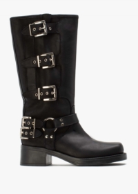 DANIEL Emotie Black Leather Multi Buckle Biker Boots Colour: Black Lea