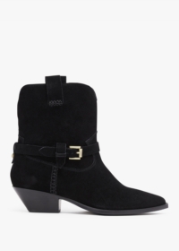 DANIEL Esmena Black Suede Western Ankle Boots Size: 39, Colour: Black