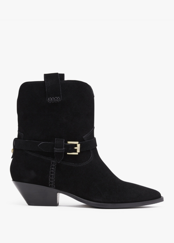 DANIEL Esmena Black Suede Western Ankle Boots Size: 39