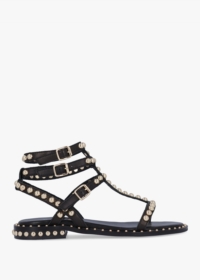 DANIEL Eternal Black Leather Studded Gladiator Sandals Colour: Black L