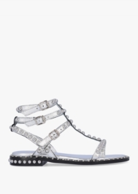 DANIEL Eternal Silver Leather Studded Gladiator Sandals Size: 40, Colo