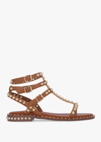 DANIEL Eternal Tan Leather Studded Gladiator Sandals Size: 37, Colour: