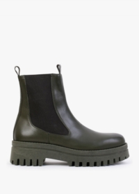 DANIEL Fleat Green Leather Chelsea Boots Size: 35, Colour: Green Leath