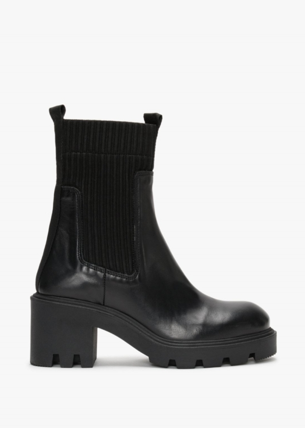 DANIEL Ibby Black Leather Block Heel Chelsea Boots Colour: Black Leath