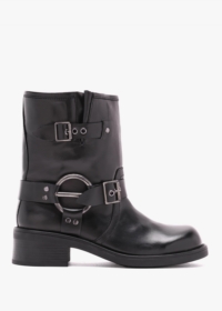 DANIEL Ibike Black Leather Chunky Biker Boots Colour: Black Leather, S