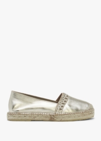 DANIEL Ilazer Gold Leather Laser Cut Edge Flat Espadrilles Size: 41, C