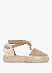 DANIEL Istitch Beige Suede Tie Fastening Flat Espadrilles Size: 39, Co