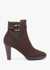 DANIEL Joyfully Brown Suede Heeled Ankle Boots Size: 36, Colour: Brown