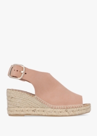 DANIEL Kathie Nude Suede Peep Toe Sling Back Wedge Espadrilles Colour: