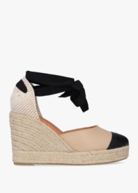 DANIEL Kendall Beige Leather Toe Cap Wedge Espadrilles Colour: Beige L