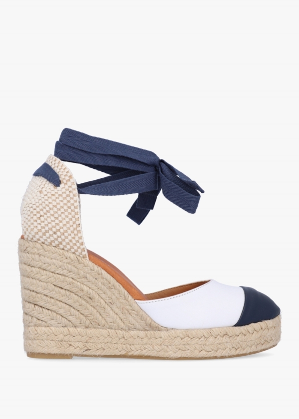 DANIEL Kendall White Leather Toe Cap Wedge Espadrilles Size: 41