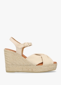 DANIEL Kimberly Cream Leather Knotted Wedge Espadrille Sandals Size: 3