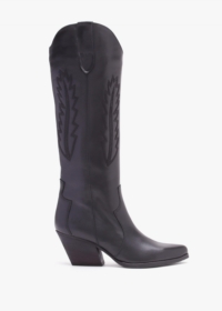 DANIEL Kubra Black Leather Mid Height Cowboy Boots Colour: Black Leath