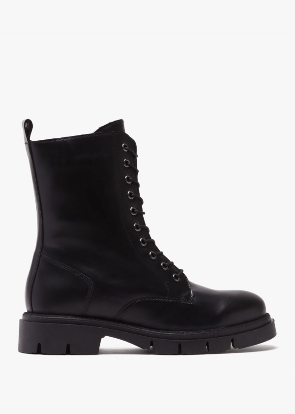 DANIEL Lacie Black Leather Lace Up Ankle Boots Colour: Black Leather