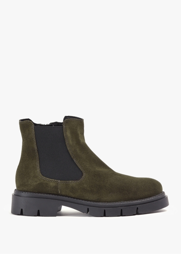 DANIEL Leah Khaki Suede Chelsea Boots Size: 41