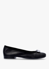 DANIEL Linky Black Leather Embellished Ballet Pumps Colour: Black Leat