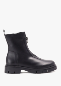 DANIEL Lippy Black Leather Front Zip Ankle Boots Colour: Black Leather