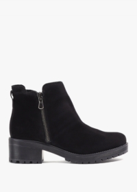 DANIEL Locky Black Suede Block Heel Ankle Boots Size: 40, Colour: Blac