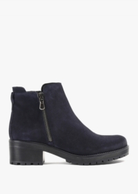 DANIEL Locky Navy Suede Block Heel Ankle Boots Size: 40, Colour: Navy