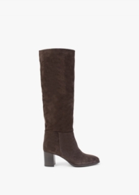 DANIEL Lowlorna Brown Suede Block Heel Knee Boots Size: 35, Colour: Br