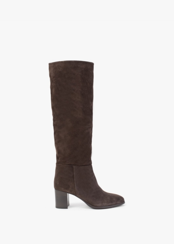 DANIEL Lowlorna Brown Suede Block Heel Knee Boots Size: 35