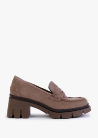 DANIEL Luckyloaf Taupe Suede Chunky Loafers Size: 36, Colour: Taupe Su