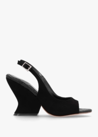 DANIEL Margot Black Suede Sculpted Wedge Sandals Size: 40, Colour: Bla