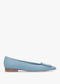 DANIEL Nala Blue Leather Pointed Toe Flat Pumps Size: 40, Colour: Blue