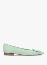 DANIEL Nala Green Leather Pointed Toe Flat Pumps Size: 40, Colour: Gre