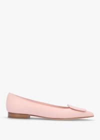 DANIEL Nala Pink Leather Pointed Toe Flat Pumps Colour: Beige Leather,