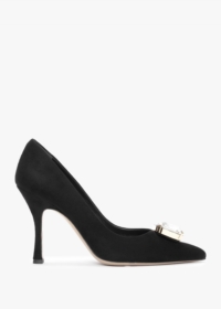 DANIEL Natalia Black Suede Jewelled Court Shoes Size: 38, Colour: Blac